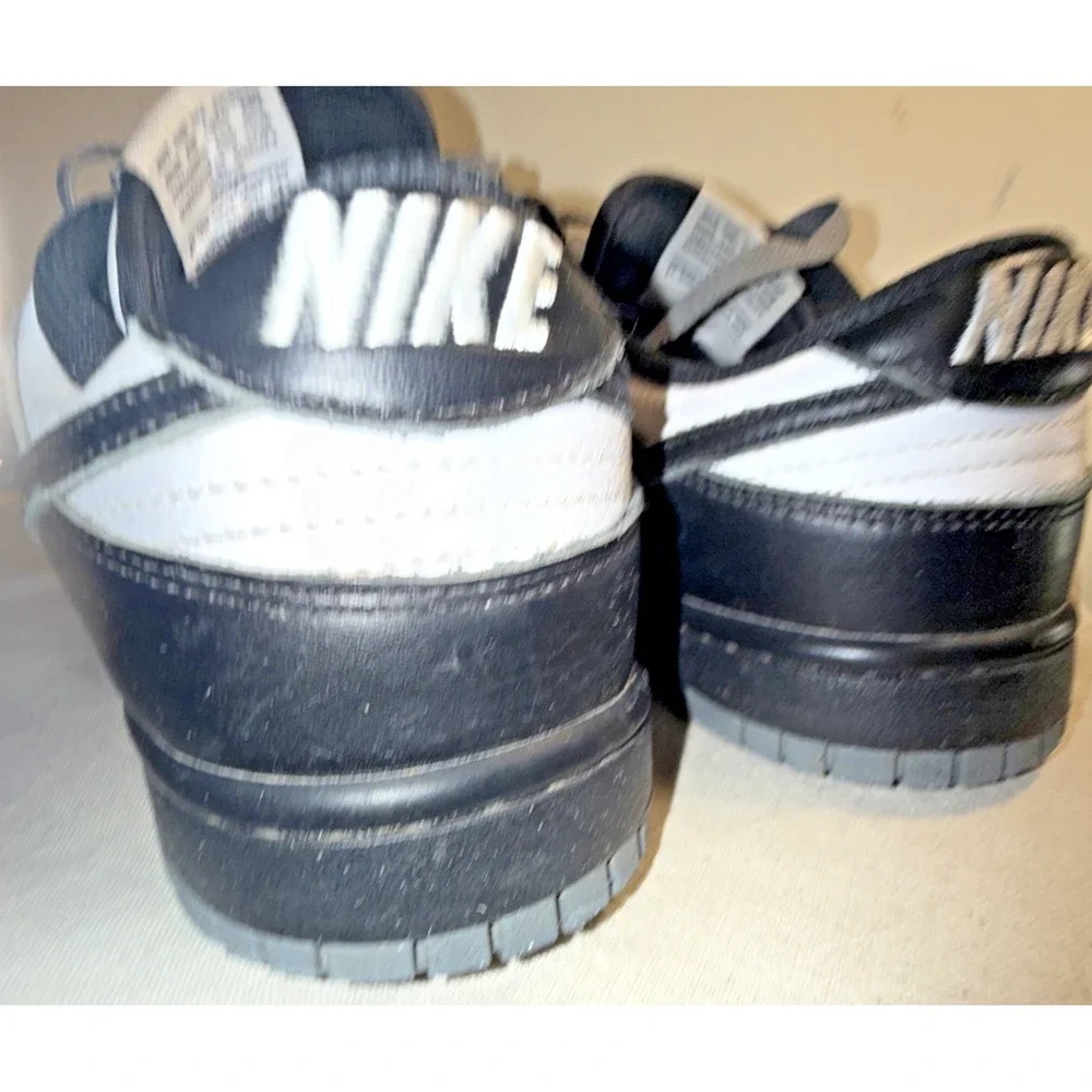 Nike Dunk Low Gray White Black Leather Sneakers Shoes Mens Size‎ 8.5